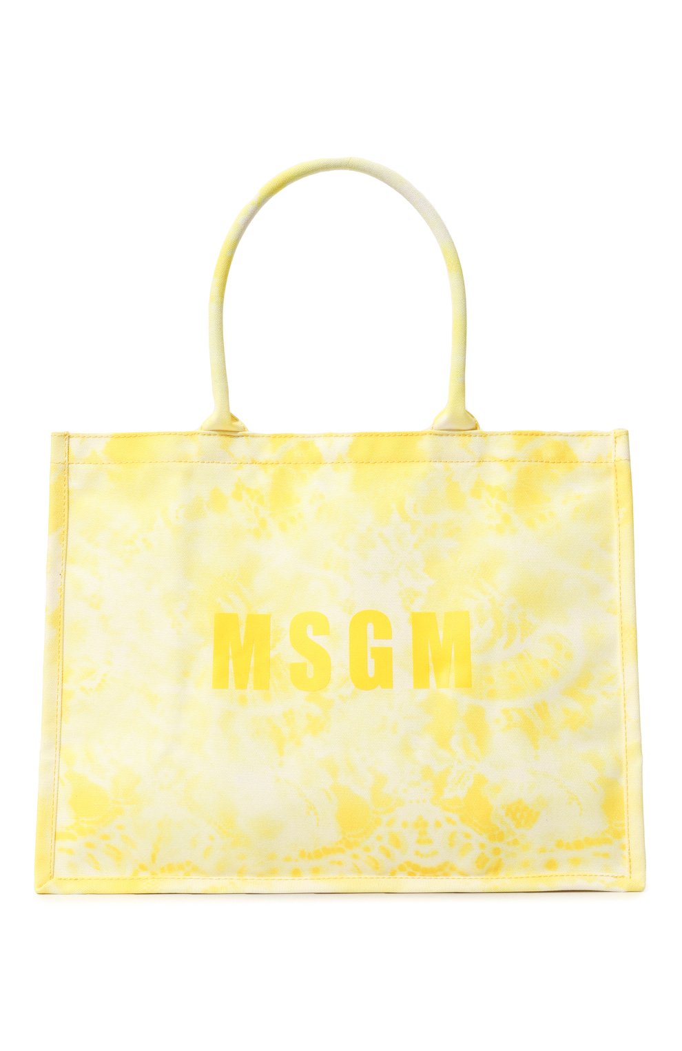 Женский сумка-тоут MSGM желтого цвета, арт. 3442MDZ75/574 | Фото 1 (Сумки-технические: Сумки-шопперы; Материал сплава: Проставлено; Материал: Текстиль; Драгоценные камни: Проставлено; Размер: large)