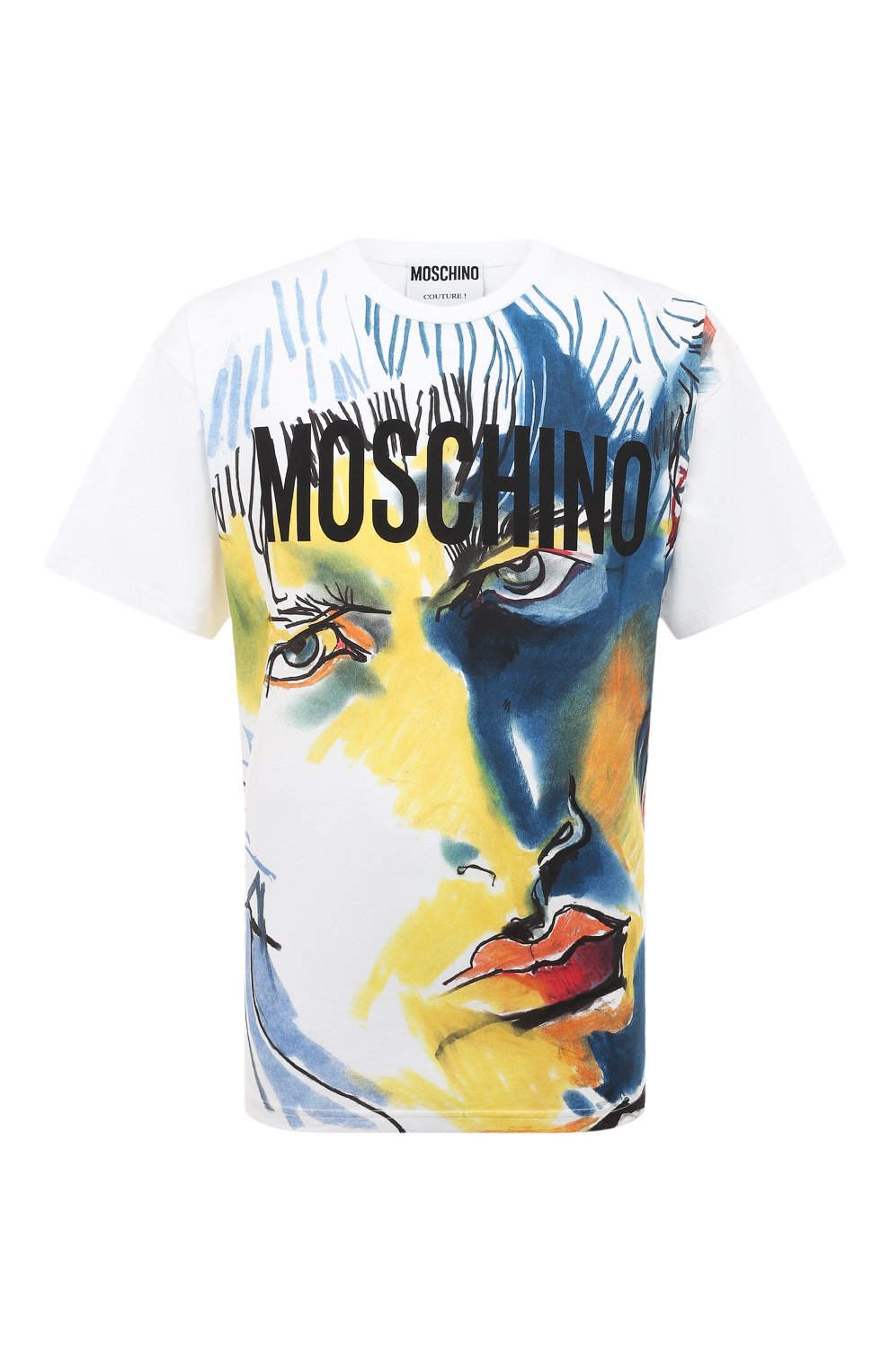 Хлопковая футболка Moschino белого цвета