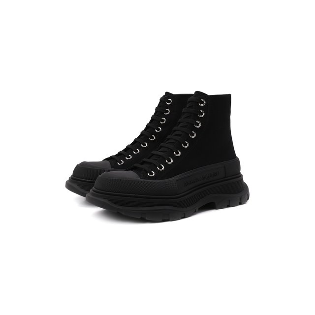 Текстильные ботинки Alexander McQueen черного цвета