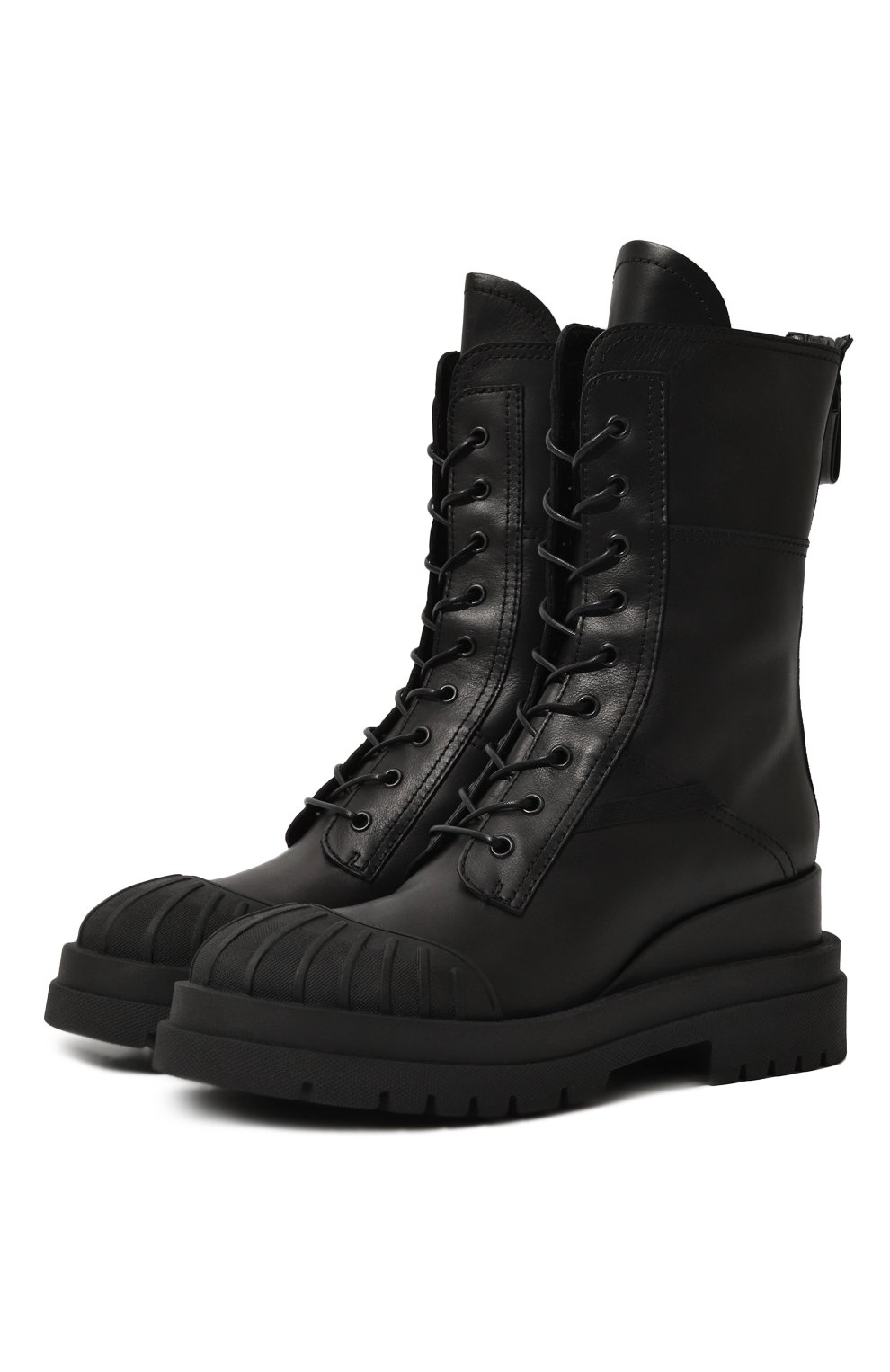 Женские кожаные ботинки PREMIATA черного цвета, арт. M6561/YUK0N | Фото 1 (Подошва: Платформа; Женское Кросс-КТ: Военные ботинки; Материал внутренний: Натуральная кожа; Материал сплава: Проставлено; Каблук высота: Средний; Материал утеплителя: Без утеплителя; Драгоценные камни: Проставлено)