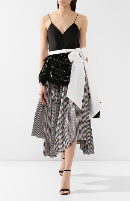 Женский пояс с отделкой перьями DRIES VAN NOTEN черно-белого цвета, арт. 191-10884-7298 | Фото 2 (Материал: Текстиль, Вискоза; Статус проверки: Проверено, Проверена категория; Кросс-КТ: Широкие)