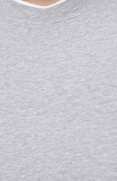 Мужская хлопковая футболка BRUNELLO CUCINELLI светло-серого цвета, арт. M0T71742WW | Фото 5 (Big sizes: Big Sizes; Рукава: Короткие; Длина (для топов): Удлиненные; Материал внешний: Хлопок; Размерность: Маломерит; Стили: Кэжуэл)