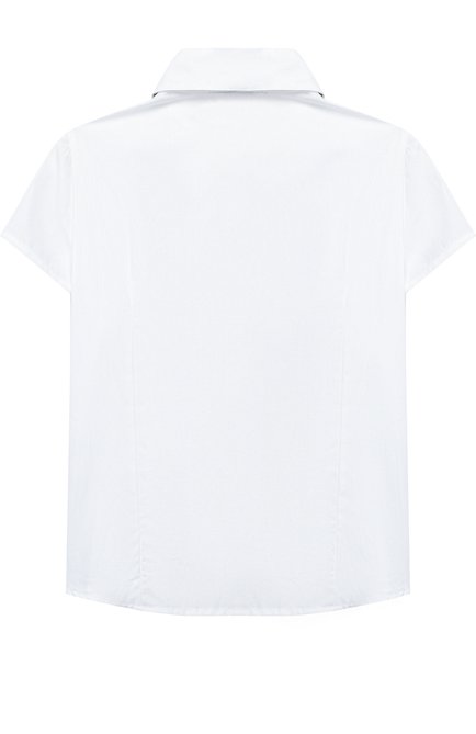 Детское хлопковая блуза с декором CAF белого цвета, арт. 23.MM-P0/RIF.BLU/9A-11A | Фото 2 (Статус проверки: Проверено, Проверена категория; Материал внешний: Хлопок; Рукава: Короткие)