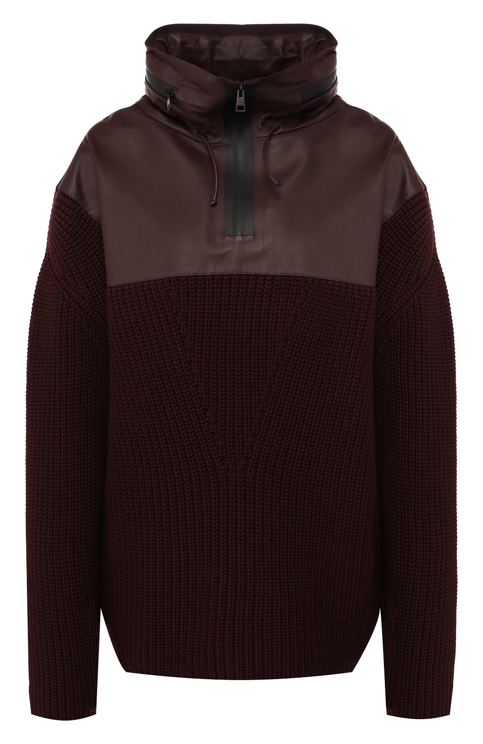 Кашемировый свитер с кожаным капюшоном Bottega Veneta