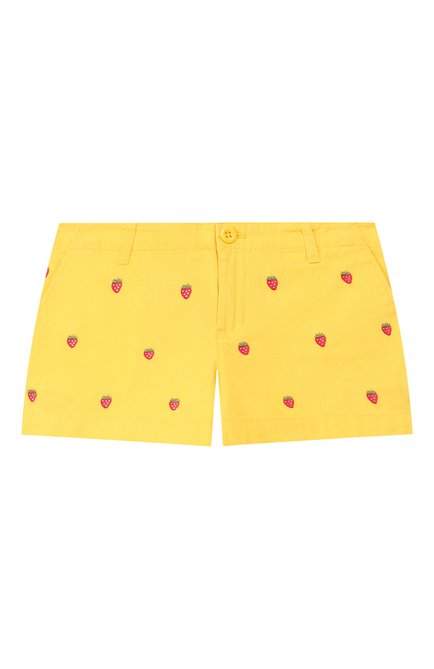 Детские хлопковые шорты POLO RALPH LAUREN желтого цвета, арт. 311736007 | Фото 1 (Материал внешний: Хлопок; Статус проверки: Проверено, Проверена категория; Девочки Кросс-КТ: Шорты-одежда; Случай: Повседневный; Ростовка одежда: 2 года | 92 см, 3 года | 98 см, 4 года | 104 см)
