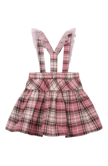 Женский хлопковая юбка MONNALISA розового цвета, арт. 31B703 | Фото 2 (Материал сплава: Проставлено; Нос: Не проставлено; Материал внешний: Хлопок; Материал подклада: Вискоза)