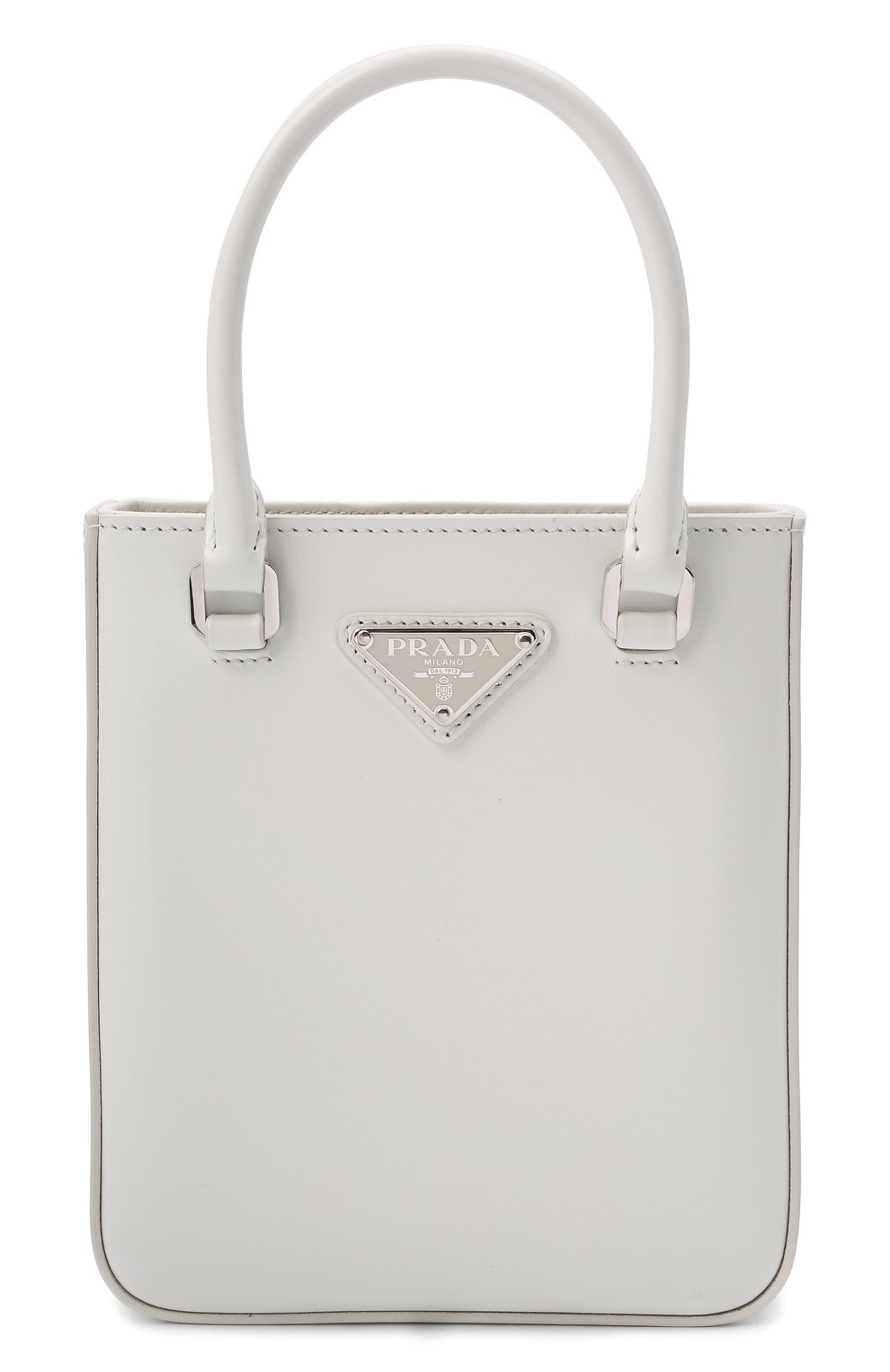 Женская сумка PRADA белого цвета, арт. 1BA331-ZO6-F0009-OOO | Фото 1 (Сумки-технические: Сумки top-handle; Мат�ериал: Натуральная кожа; Размер: mini; Ремень/цепочка: На ремешке)