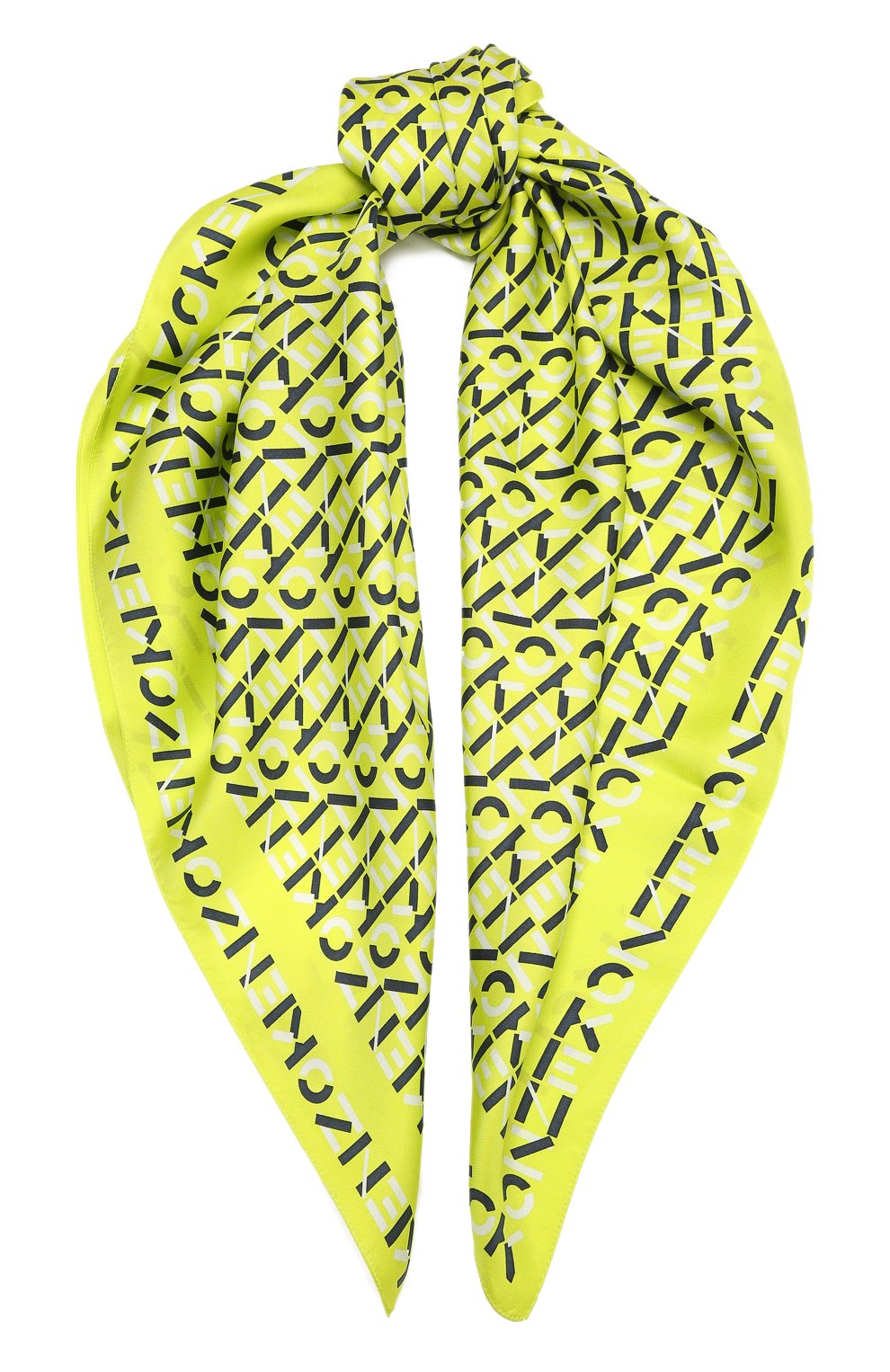 Женский шелковый платок KENZO желтого цвета, арт. FB58EW320PFN | Фото 1 (Принт: С принтом; Материал: Текстиль, Шелк)