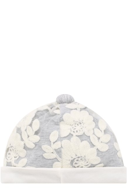 Детского хлопковая шапка с отделкой ALETTA серого цвета, арт. RP888023J | Фото 2 (Материал: Хлопок, Текстиль; Статус проверки: Проверено, Проверена категория)