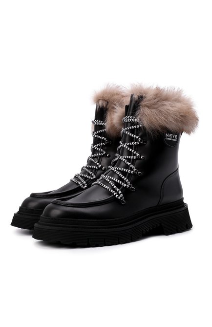 Мужские кожаные ботинки GIORGIO ARMANI черного цвета, арт. X2M336/XN094 | Фото 1 (Каблук высота: Высокий; Материал внешний: Кожа; Материал утеплителя: Натуральный мех; Подошва: Массивная; Материал внутренний: Натуральная кожа; Мужское Кросс-КТ: Ботинки-обувь, Хайкеры-обувь, зимние ботинки)