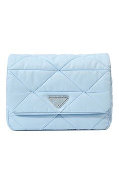 Женская сумка re-nylon PRADA голубого цвета, арт. 1BD290-RDJN-F0076-O1O | Фото 1 (Сумки-технические: Сумки через плечо; Материал: Натуральная кожа; Ремень/цепочка: На ремешке; Размер: small)