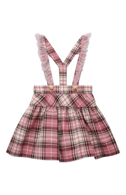 Женский хлопковая юбка MONNALISA розового цвета, арт. 31B703 | Фото 1 (Материал сплава: Проставлено; Нос: Не проставлено; Материал внешний: Хлопок; Материал подклада: Вискоза)