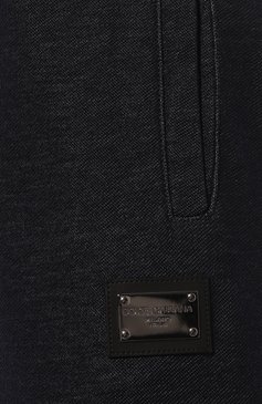 Мужские хлопковые джоггеры DOLCE & GABBANA темно-синего цвета, арт. GVWZHT/HU7NQ | Фото 5 (Длина (брюки, джинсы): Стандартные; Материал сплава: Проставле но; Материал внешний: Хлопок; Драгоценные камни: Проставлено; Силуэт М (брюки): Джоггеры)