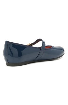 Детские кожаные балетки PRETTY BALLERINAS синего цвета, арт. 49.106-R/SHADE | Фото 3 (Материал внутренний: Натуральная кожа; Региональные ограничения белый список (Axapta Mercury): RU; Девочки-школьная форма: Классическая обувь)