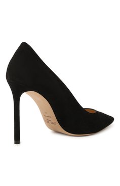 Женские замшевые туфли romy 100 JIMMY CHOO черного цвета, арт. R0MY 100/SUE | Фото 5 (Каблук высота: Высокий; Материал внешний: Кожа, Замша; Материал внутренний: Натуральная кожа; Каблук тип: Шпилька; Статус проверки: Проверено, Проверена категория; Подошва: Плоская)