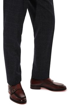 Мужские кожаные монки SANTONI бордового цвета, арт. MCCG16036BB2BSG3B44 | Фото 3 (Материал внутренний: Натуральная кожа; Стили: Классический)