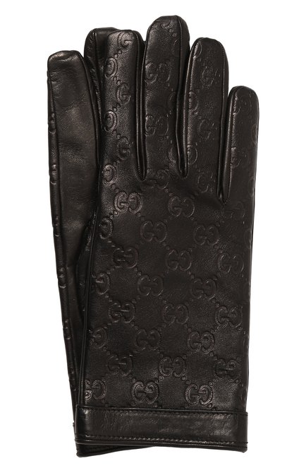 Женские кожаные перчатки GUCCI черного цвета, арт. 434211 B6500 | Фото 1 (Материал: Натуральная кожа)