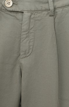 Детские брюки изо льна и хлопка BRUNELLO CUCINELLI хаки цвета, арт. B291DP100C | Фото 3 (Случай: Повседневный; Материал внешний: Хлопок, Лен)