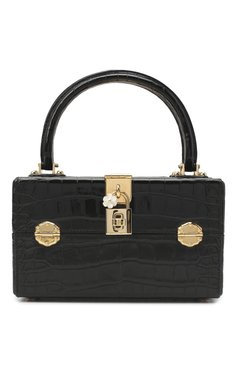 Женская сумка dolce box из кожи крокодила DOLCE & GABBANA черного цвета, арт. BB6238/B2CL6 | Фото 1 (Материал: Экзотическая кожа; Сумки-технические: Сумки top-handle; Размер: small)