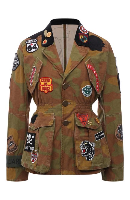 Женская хлопковая куртка DSQUARED2 хаки цвета по цене 176500 руб., арт. S75BN0801/S49605 | Фото 1