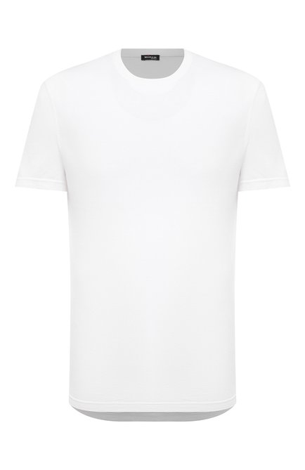 Мужская футболка из хлопка и кашемира KITON белого цвета, арт. UMK0038 | Фото 1 (Материал внешний: Хлопок; Принт: Без принта; Рукава: Короткие; Стили: Кэжуэл; Длина (для топов): Стандартные)