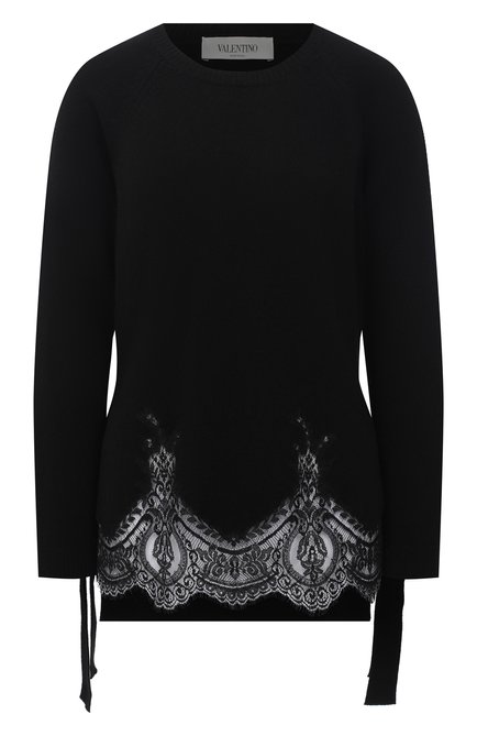 Женский пуловер из шерсти и кашемира VALENTINO черного цвета по цене 217000 руб., арт. VB3KCB79654 | Фото 1