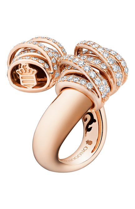 Женские кольцо DE GRISOGONO бесцветного цвета, арт. 54082/04 | Фото 1 (Материал сплава: Розовое золото; Драгоценные камни: Бриллианты)