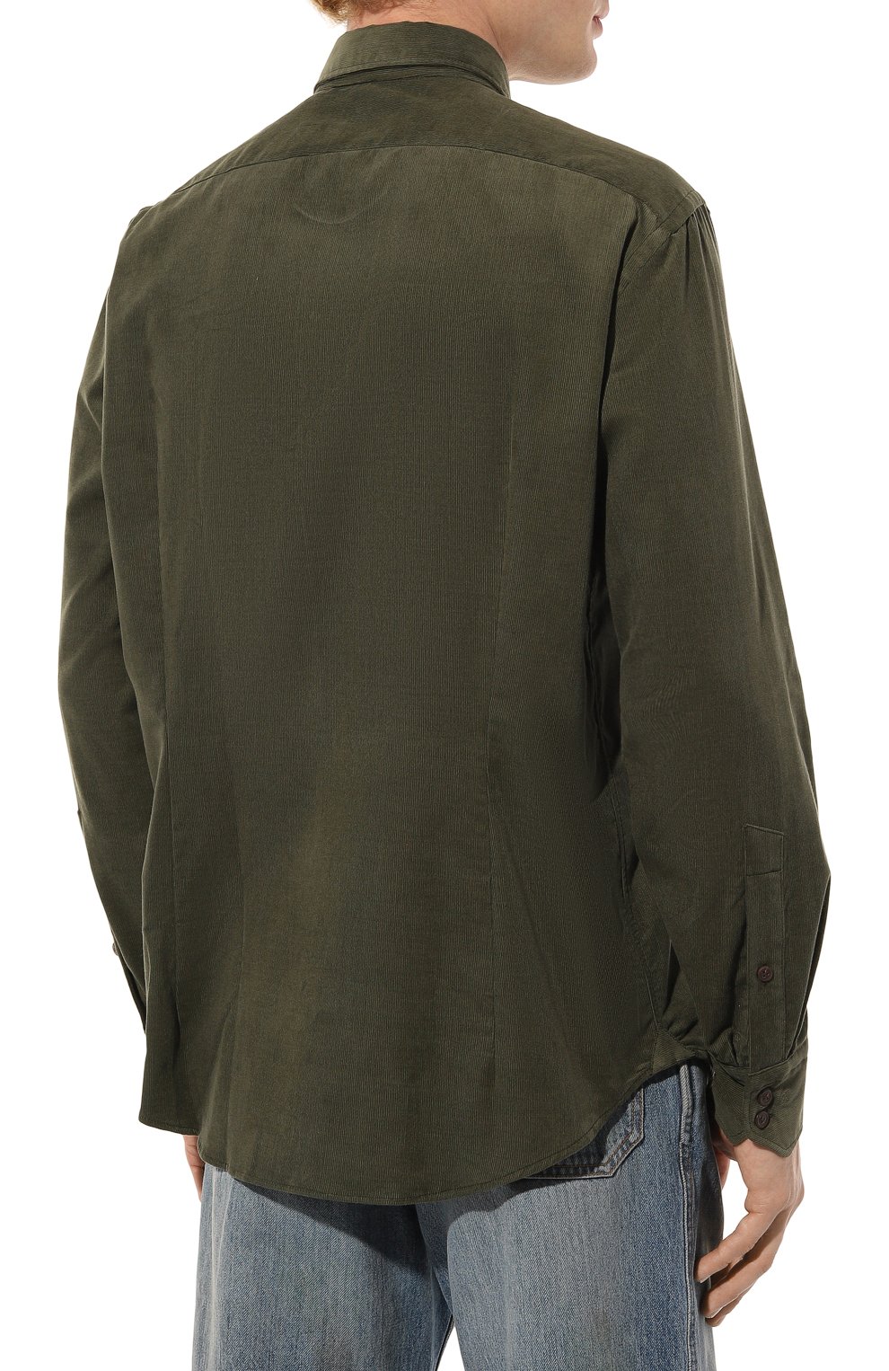 Мужская хлопковая рубашка VAN LAACK хаки цвета, арт. R0Y-TFK/150271 | Фото 4 (Манжеты: На пуговицах; Воротник: Button down; Рукава: Длинные; Рубашки М: Regular Fit; Случай: Повседневный; Длина (для топов): Стандартные; Материал сплава: Проставлено; Стили: Милитари; Материал внешний: Хлопок; Принт: Однотонные; Драгоценные камни: Проставлено)