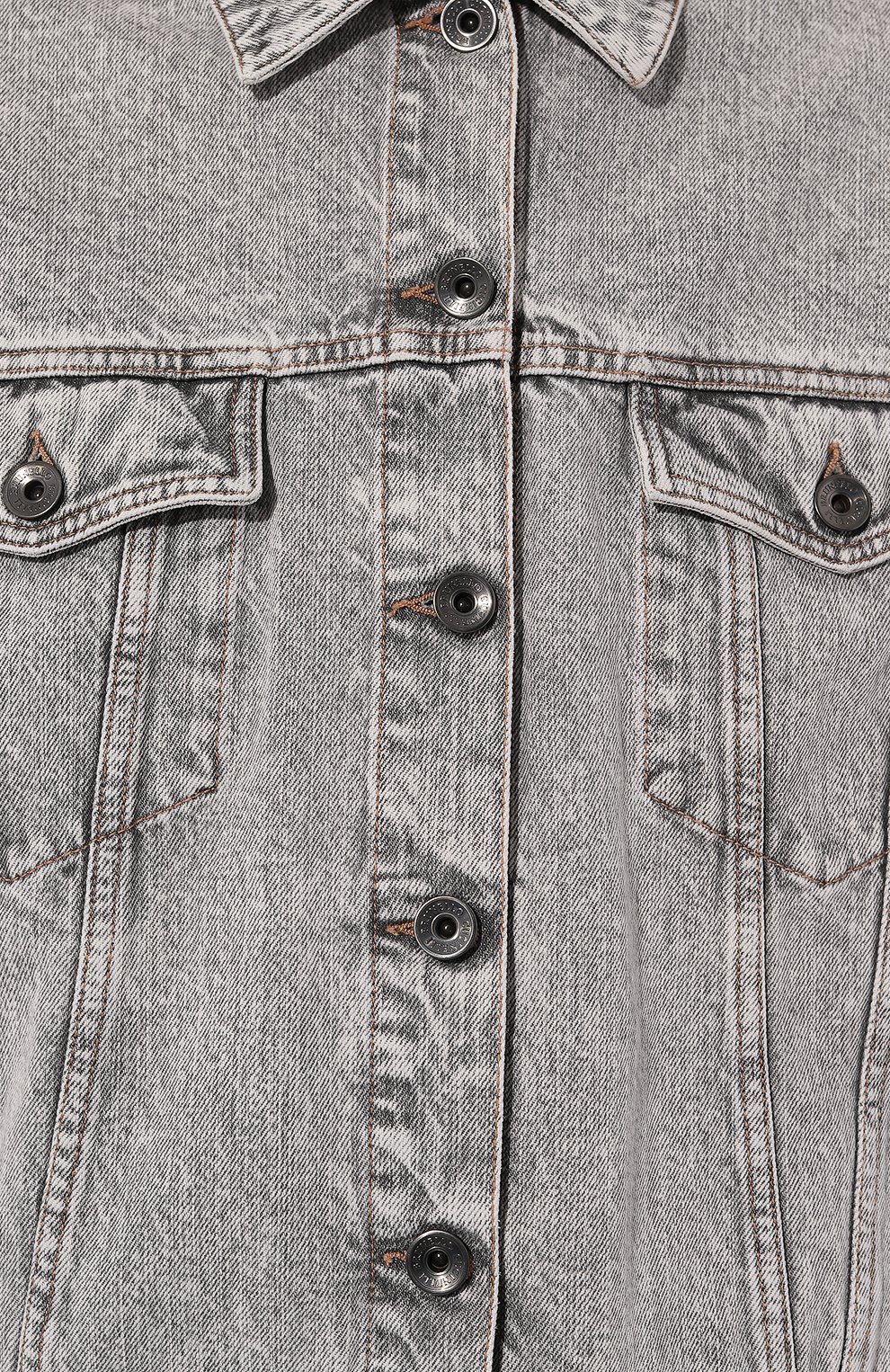 Женская джинсовая куртка BRUNELLO CUCINELLI светло-серого цвета, арт. MA0952984 | Фото 5 (Кросс-КТ: Куртка, Деним; Рукава: Длинные; Стили: Гранж; Материал сплава: Прос тавлено; Материал внешний: Хлопок, Деним; Драгоценные камни: Проставлено; Длина (верхняя одежда): Короткие)
