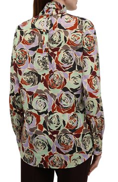 Женская хлопковая блузка DRIES VAN NOTEN разноцветного цвета, арт. 212-030777-3076 | Фото 4 (Рукава: Длинные; Длина (для топов): Стандартные; Принт: С принтом; Материал внешний: Хлопок; Стили: Романтичный; Женское Кросс-КТ: Блуза-одежда)