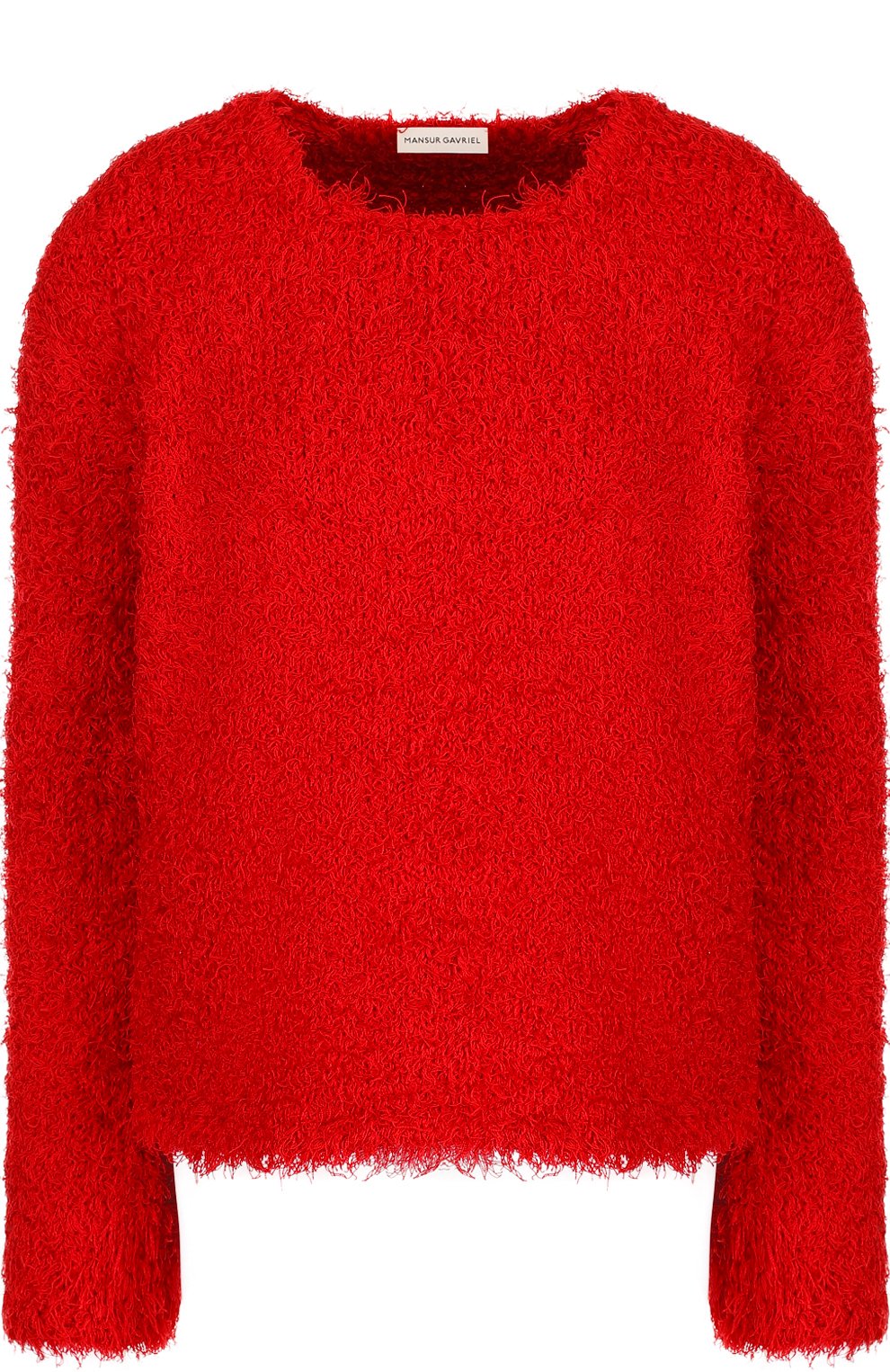 Трикотаж Mansur Gavriel, Шелковый пуловер свободного кроя с круглым вырезом Mansur Gavriel, Италия, Красный, Шелк: 100%;, 3449620  - купить