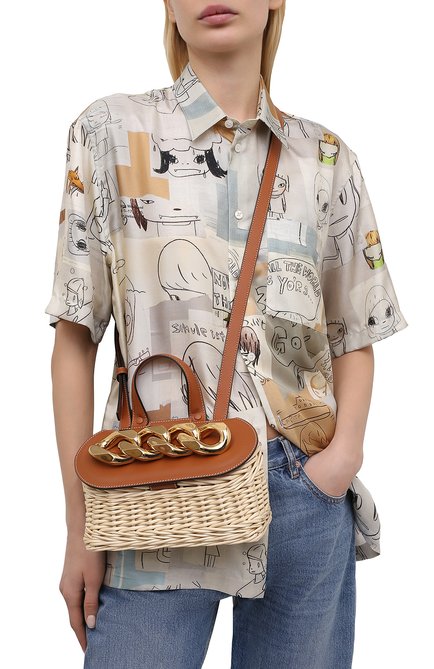 Женская сумка chain lid basket small JW ANDERSON бежевого цвета, арт. HB0321 PG0444 | Фото 2 (Ремень/цепочка: На ремешке; Размер: small; Сумки-технические: Сумки через плечо, Сумки top-handle; Материал: Натуральная кожа)