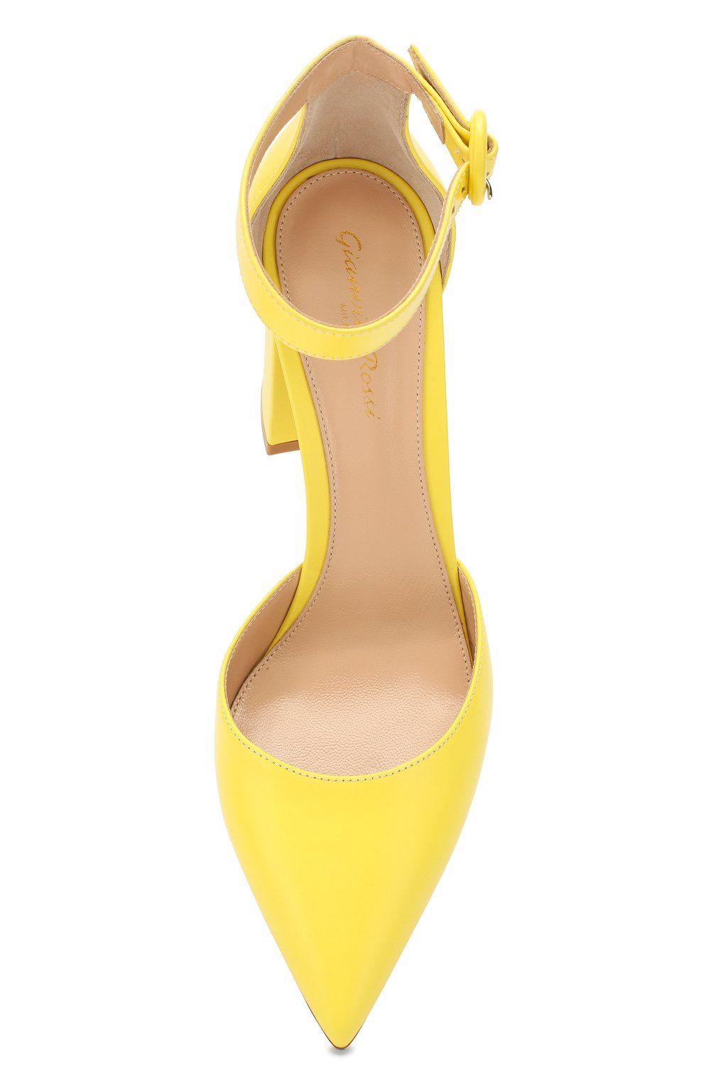 Женские кожаные туфли judy GIANVITO ROSSI желтого цвета, арт. G40181.85RIC.VITYELL | Фото 5 (Каблук высота: Высокий; Материал внутренний: Натуральная кожа; Каблук тип: Устойчивый; Подошва: Плоская)