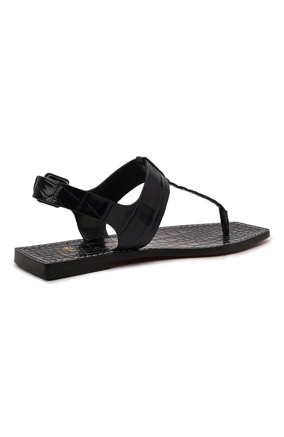 Женские кожаные сандалии cubongo CHRISTIAN LOUBOUTIN темно-синего цвета, арт. 3210100/CUB0NG0 FLAT | Фото 5 (Каблук высота: Низкий; Материал внутренний: Натуральная кожа; Подошва: Плоская)