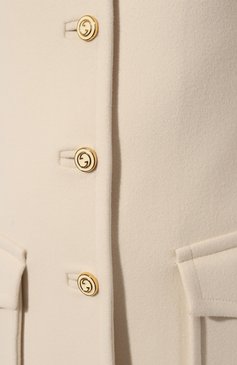 Женское шерстяное пальто GUCCI кремвого цвета, арт. 626300 ZHW03 | Фото 5 (Стили: Ретро; Материал внешний: Шерсть; Рукава: Длинные; Длина (верхняя одежда): До середины бедра; 1-2-бортные: Однобортные)