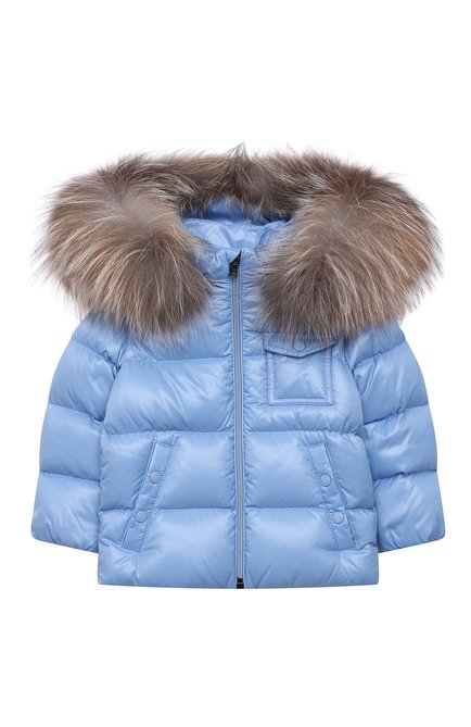 Детского пуховая куртка MONCLER голубого цвета, арт. G2-951-1A526-02-68950 | Фото 1 (Материал утеплителя: Пух и перо; Материал внешний: Синтетический материал; Материал подклада: Синтетический материал; Рукава: Длинные; Кросс-КТ НВ: Куртки; Ростовка одежда: 12 мес | 80 см, 18 мес | 86 см, 24 мес | 92 см, 36 мес | 98 см)