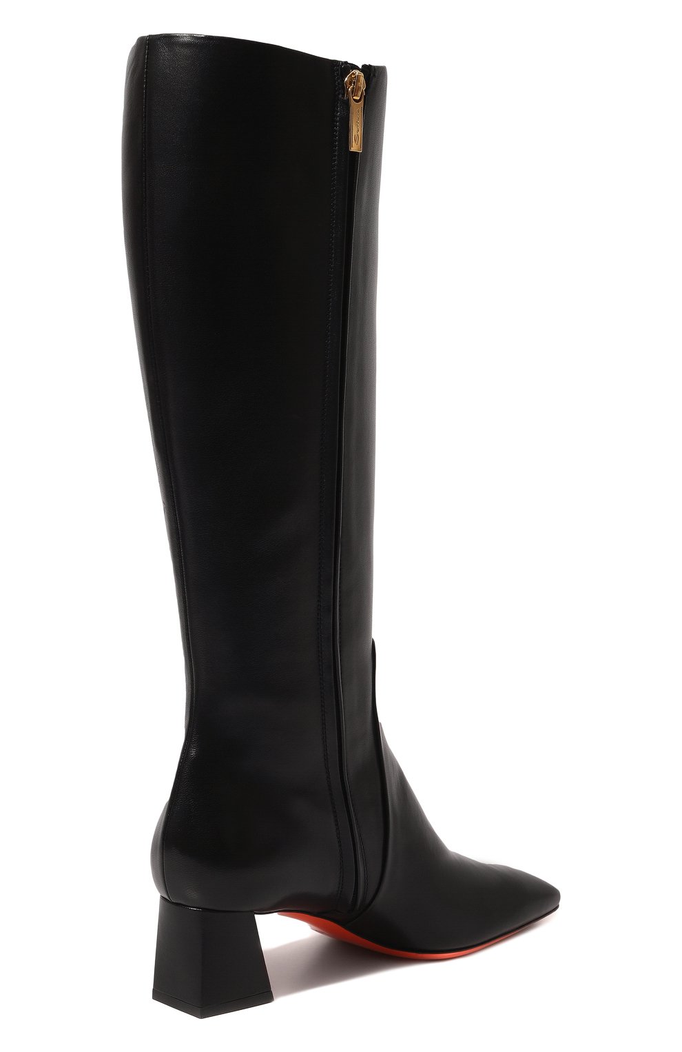 Женские кожаные сапоги SANTONI черного цвета, арт. WSMN70262HI2BSV2P15 | Фото 5 (Высота голенища: Средние; Каблук высота: Низкий; Материал внутренний: Натуральная кожа; Каблук тип: Устойчивый; Материал утеплителя: Без утеплителя; Подошва: Плоская)