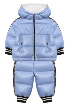Детского комплект из комбинезона и куртки MONCLER голубого цвета, арт. G2-951-1F515-20-68950/9-12M | Фото 1 (Кросс-КТ НВ: Верхняя одежда-одежда, Утепленные)