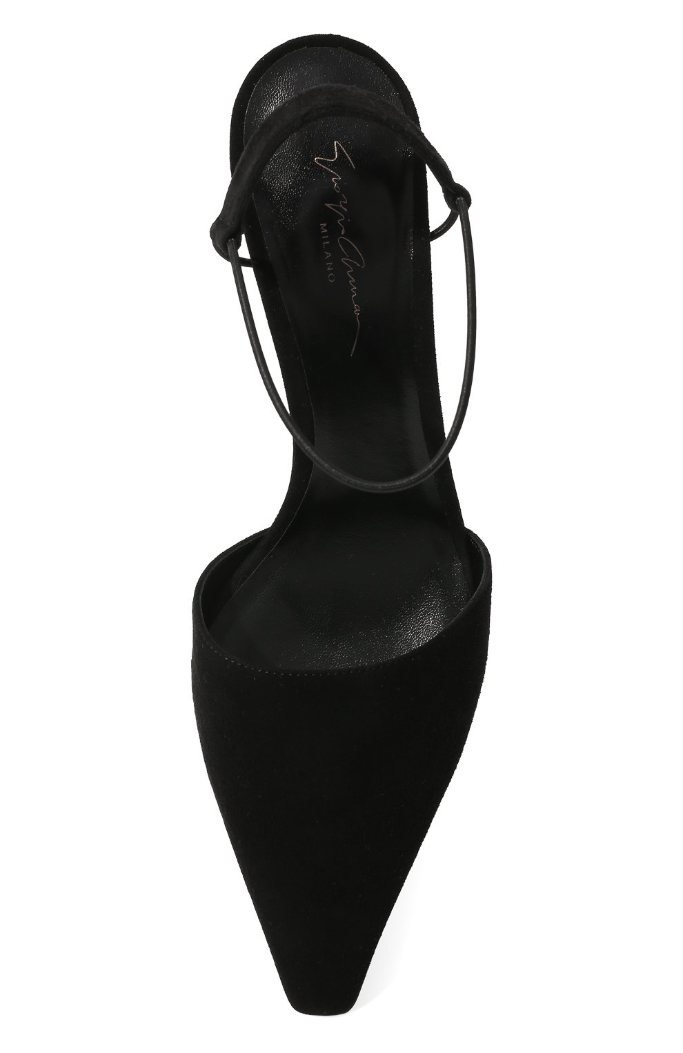 Женские замшевые туфли GIORGIO ARMANI черного цвета, арт. X1E918/XF657 | Фото 6 (Материал внутренний: Натурал ьная кожа; Каблук высота: Средний; Каблук тип: Шпилька; Подошва: Плоская; Материал внешний: Замша)