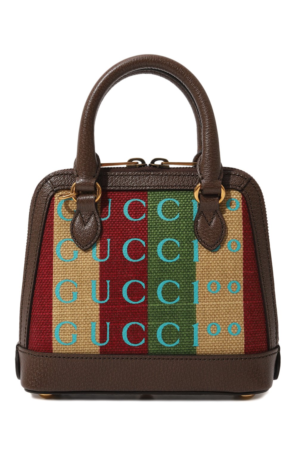 Женская сумка gucci 100 mini GUCCI разноцветного цвета, арт. 676532 ULB6T | Фото 6 (Сумки-технические: Сумки top-handle; Размер: mini; Ремень/цепочка: На ремешке; Материал: Текстиль)