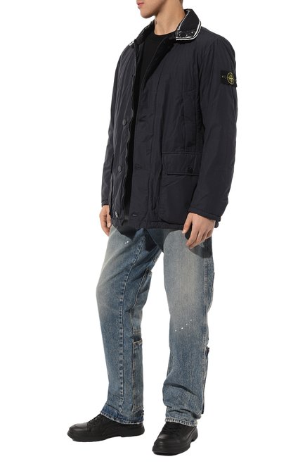 Мужская куртка STONE ISLAND темно-синего цвета, арт. 751543732 | Фото 2 (Длина (верхняя одежда): До середины бедра; Рукава: Длинные; Драгоценные камни: Проставлено; Материал сплава: Проставлено)