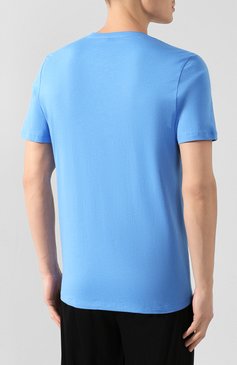 Мужска�я хлопковая футболка BLUEMINT голубого цвета, арт. EDWARD | Фото 4 (Кросс-КТ: домашняя одежда; Рукава: Короткие; Длина (для топов): Стандартные; Материал внешний: Хлопок; Мужское Кросс-КТ: Футболка-белье)