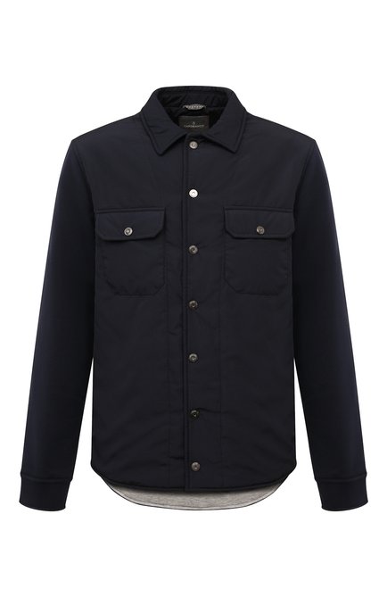 Мужская утепленная куртка-рубашка CAPOBIANCO темно-синего цвета, арт. 15M372.F0NY. | Фото 1 (Материал подклада: Хлопок; Драгоценные камни: Проставлено; Длина (верхняя одежда): Короткие; Материал внешний: Хлопок; Рукава: Длинные; Мужское Кросс- КТ: утепленные куртки; Материал сплава: Проставлено; Материал утеплителя: Шерсть; Стили: Кэжуэл)