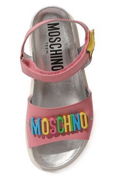 Детские кожаные сандалии MOSCHINO розового цвета, арт. 74415/29 | Фото 4 (Материал внутренний: Натуральная кожа; Материал сплава: Проставлено; Нос: Не проставлено)