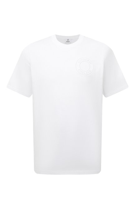 Мужская хлопковая футболка BURBERRY белого цвета по цене 53350 руб., арт. 8042233 | Фото 1