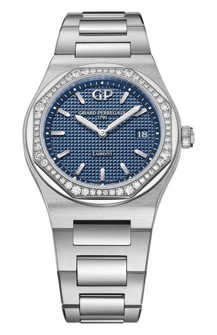 Женские часы laureato 34 mm GIRARD-PERREGAUX бесцветного цвета, арт. 80189D11A431-11A | Фото 1 (Материал корпуса: Сталь; Цвет циферблата: Синий; Механизм: Кварц)