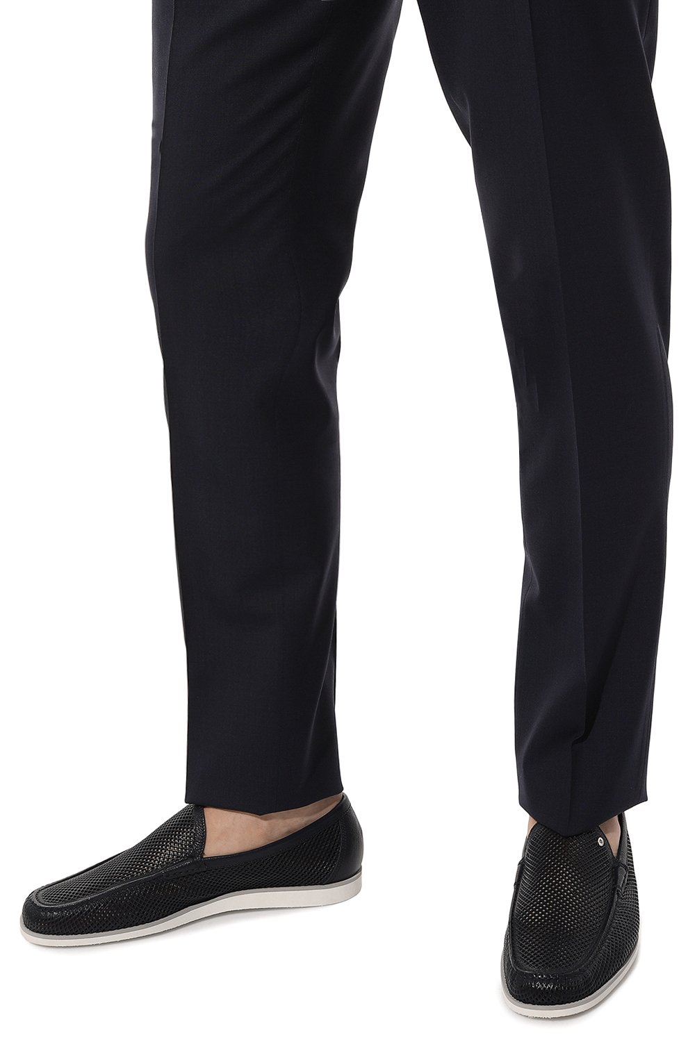 Мужские кожаные лоферы ALDO BRUE темно-синего цвета, арт. AB7875Q-MA | Фото 3 (Материал внутренний: Натуральная кожа; Материал сплава: Проставлено; Нос: Не проставлено; Стили: Кэжуэл)