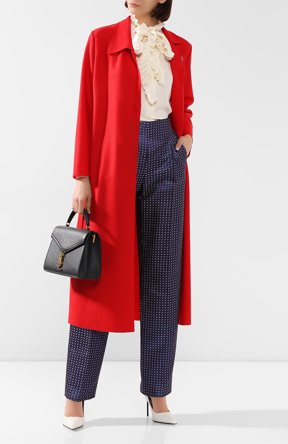 Женские брюки GIORGIO ARMANI синего цвета, арт. 9WHPP079/T0171 | Фото 2 (Длина (брюки, джинсы): Удлиненные; Женское Кросс-КТ: Брюки-одежда; Материал внешний: Синтетический материал; Силуэт Ж (брюки и джинсы): Прямые; Случай: Формальный; Материал подклада: Шелк; Статус проверки: Проверена категория)