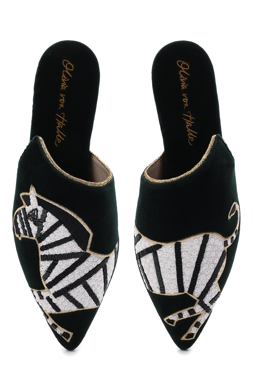 Женского черно-белого домашние туфли OLIVIA VON HALLE купить винтернет-магазине ЦУМ, арт. SL0003