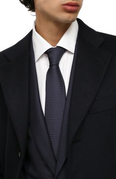 Мужской шелковый галстук STEFANO RICCI темно-синего цвета, арт. CCX/46109 | Фото 2 (Материал: Текстиль, Шелк; Принт: Без принта)